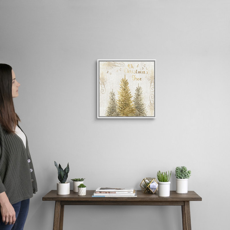 " Oh Christmas Tree " Painting Print, 18" H x 18" W x 1.75" D, White Framed