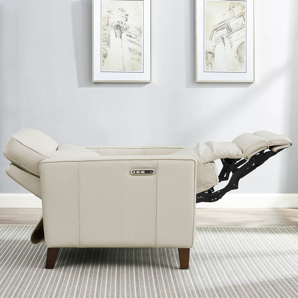 Tatum 32" Genuine Leather Power Recliner, Vanilla Genuine Leather