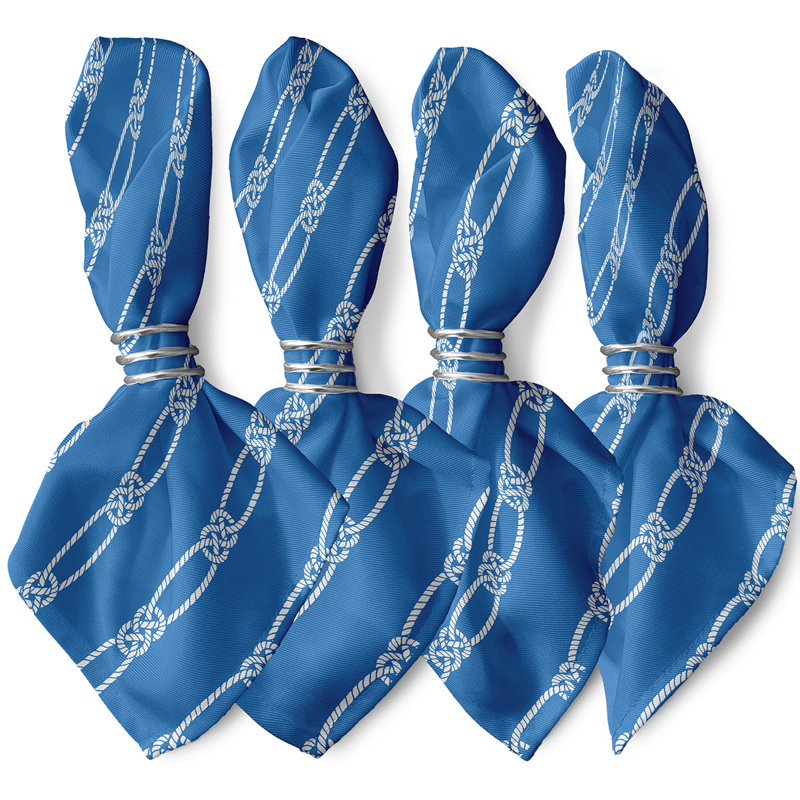 Hancock Polyester Nautical Square Napkin, 18" W x 18" L, Blue
