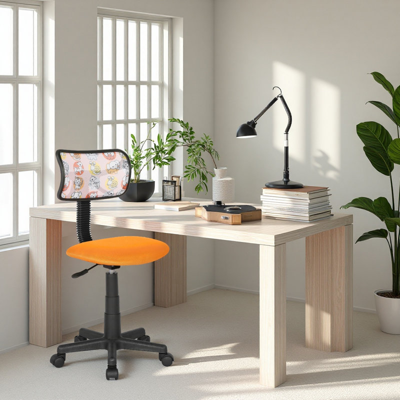 Low Back Mesh Swivel Task Chair with Height Adjustment, Yellow