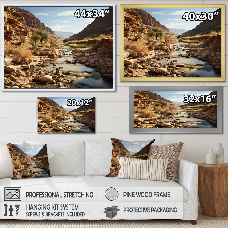 Désert oasis I sur toile, Cadre photo argenté, H 12 po x l 20 po x P 1 po