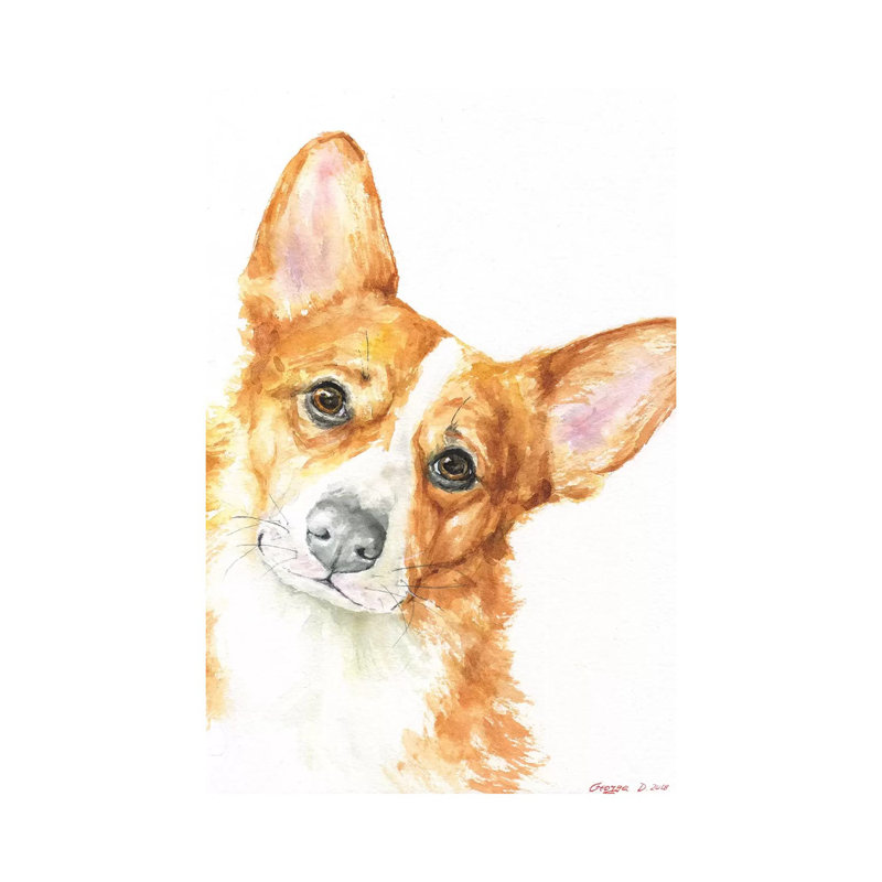Corgi by George Dyachenko - Wrapped Canvas Painting, 20.32 cm H x 30.48 cm W