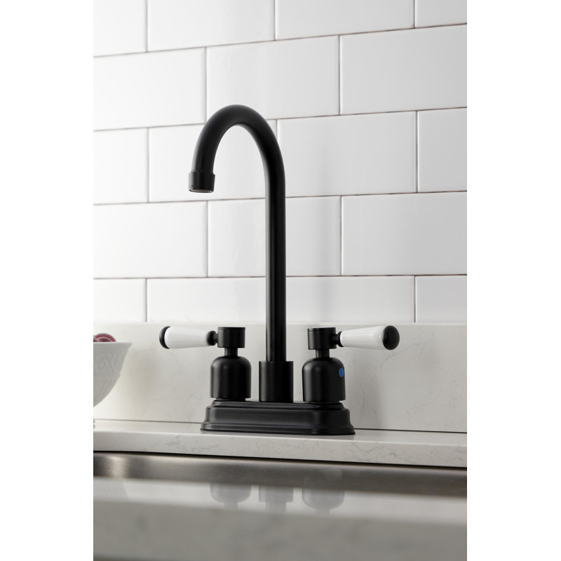 Kingston Brass Paris Two-Handle 2-Hole Deck Mount Bar Faucet, Matte Black