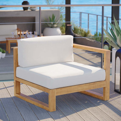 Upland Teak Wood Right Arm Patio Chair with Sunbrella Cushions