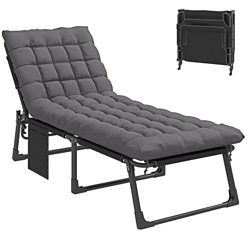 Outdoor Lounge Chair Recliner Chair, 1, Gray