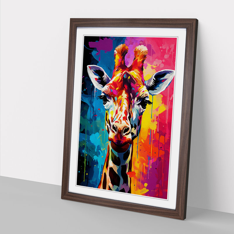 Giraffe Pop - Framed Print, Walnut, 64cm H x 46cm W x 2cm D