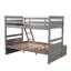 Lit superposé simple au-dessus d'un lit double avec rangement, couleur grise pour toute chambre à coucher - option de couchage polyvalente