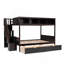 Lit superposé simple au-dessus de double avec tablettes, escalier de rangement et 2 tiroirs, espresso