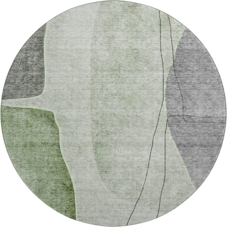 Premium Machine Washable Prisco Green Rug