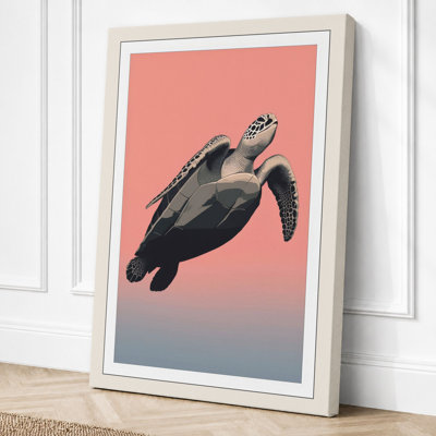 Turtle in Flight Minimalist - Wrapped Canvas