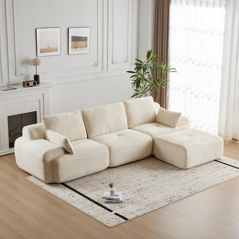 Modular Customizable Corduroy Sofa - Pet-friendly Memory Foam Couch, No-assembly Multi-room Seater