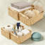 Panier à papier hygiénique tissé avec poignée en bois - Bac de rangement en corde de papier fait à la main pour la salle de bain, le salon, le bureau et l'organisation à la maison