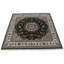 Tapis noir / ivoire / rouge en laine noué à la main 8 pi 1 po x 8 pi 3 po Oriental