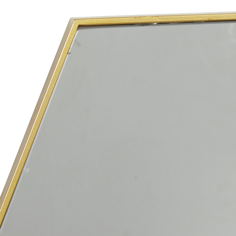 Gold Geometric Wood and Metal Wall Mirror Set, 18" and 19"