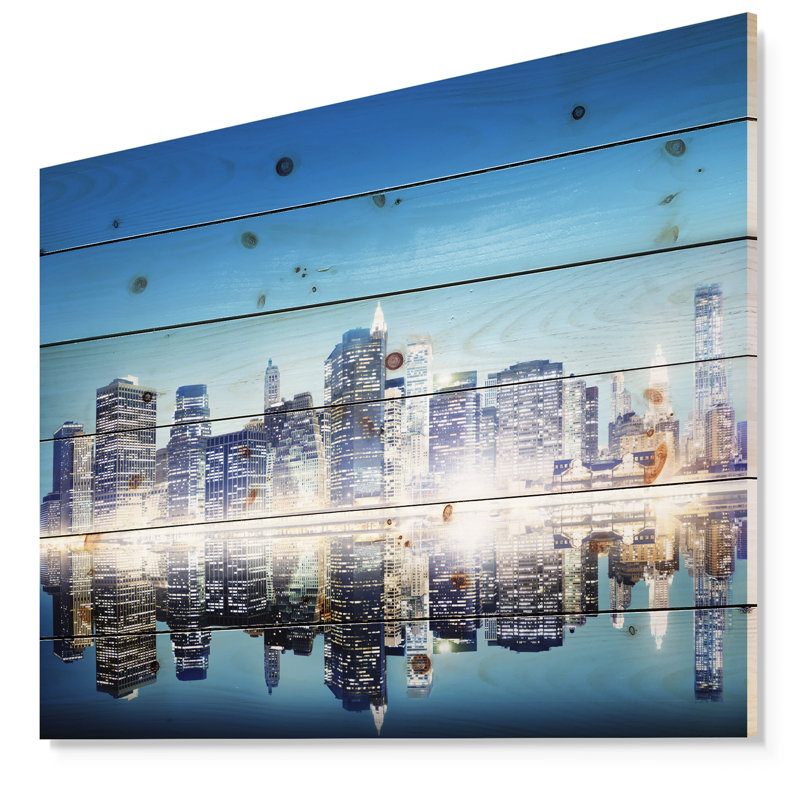 Skyscraper on New York City - impression d'art graphique, Bois, H 30 po x l 40 po x p 1,5 po