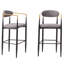 Tabouret de bar moderne rembourré avec accoudoirs dorés pour îlot de cuisine ou comptoir de salle à manger, ensemble de 2