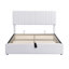 Grand lit plateforme tapissier avec système de rangement hydraulique - blanc-444690988-444690989