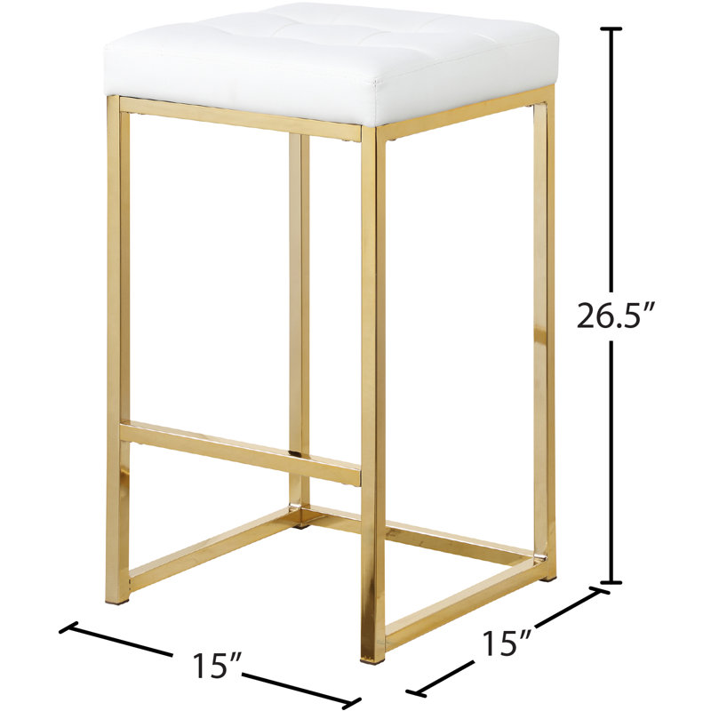 Tabouret de comptoir 26,5 po Nicola, Blanc, Or