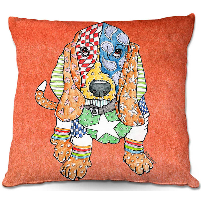  Coussin Couch Basset Hound, 16 po x 1 po, Vert