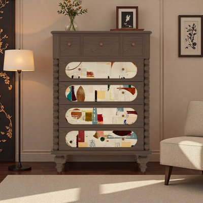 Commode en bois massif minimaliste français avec poignées en cuivre