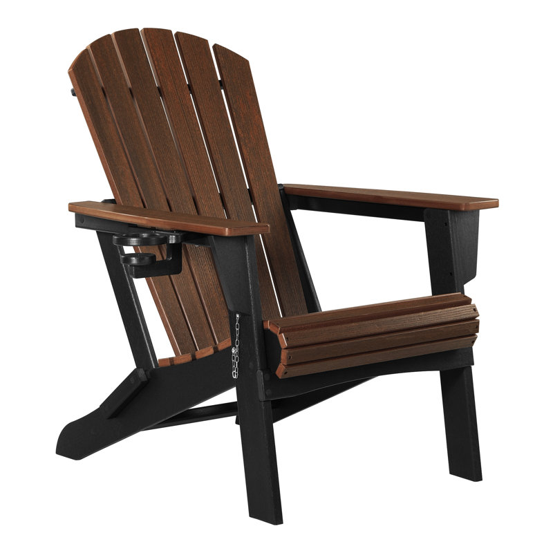 Chaise Adirondack pliante, noire, Brun foncé / noir