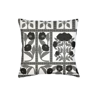 Black and White Blossom Field Linen Euro Pillow 26x26 Cover Only