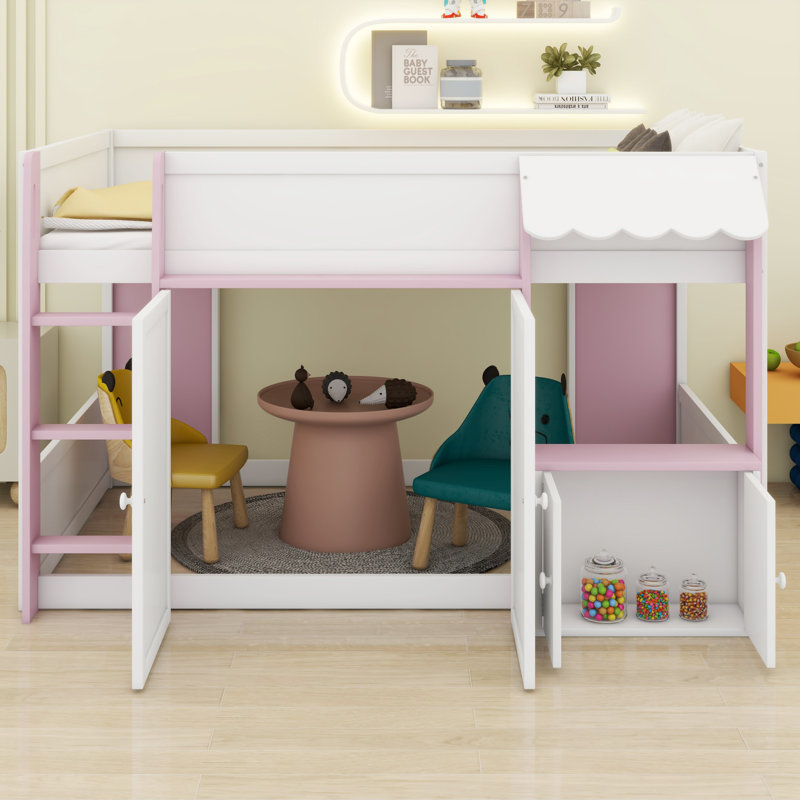 Lit mezzanine en bois avec rangement Playhouse
