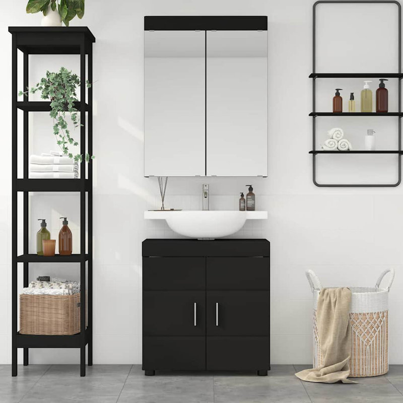 Vanity & Mirror Set, Black