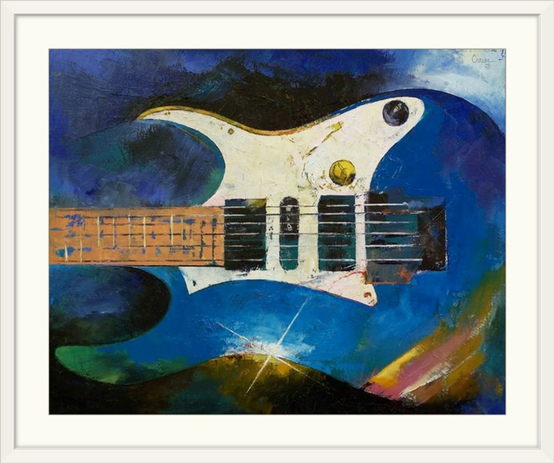 Anjlee " Electric Guitar " by Michael Creese, 20" H x 23" W x 1" D, White Framed