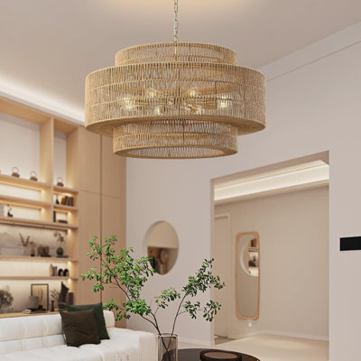 Grand lustre de style campagnard à 8 lumières Boho Farmhouse