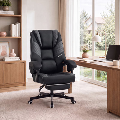 Ergonomic Office Gaming Chair With Adjustable Armrests & Retractable Footrest