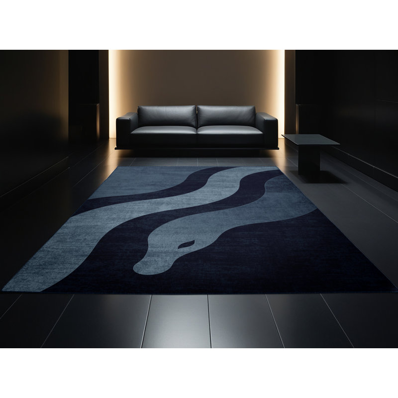 Tapis bleu moelleux moelleux et moelleux Hydra, 8 x 10