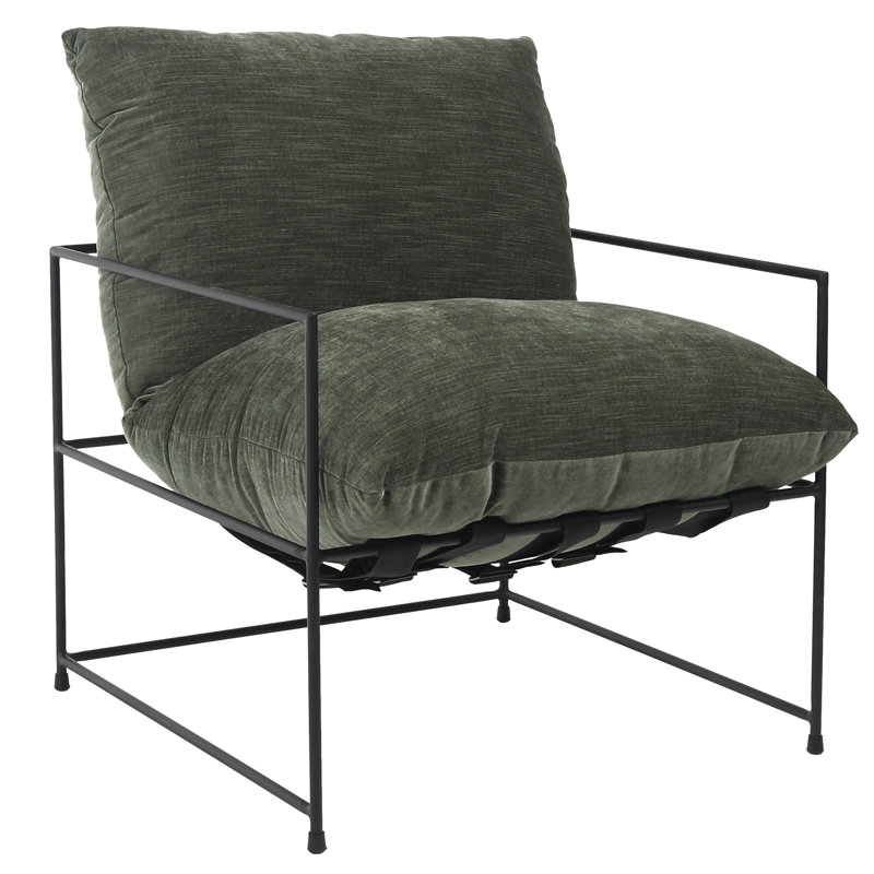 Inska Black Iron Hammock Style Occasional Chair, Green, 33" H x 28" W x 32" D