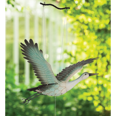Statue de jardin mobile en métal et acrylique oiseau volant avec finition résistante aux intempéries