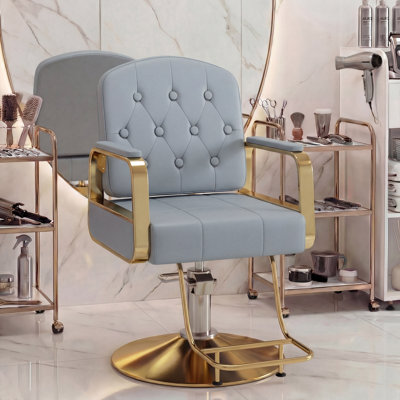 Fauteuil de barbier hydraulique avec dossier capitonné, fauteuil de coiffeur pivotant avec accoudoirs rembourrés pour salon de coiffure, spa et centre de beauté