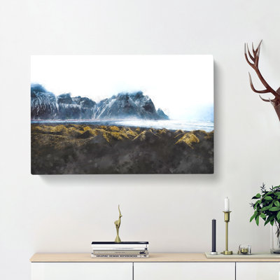 Mountains In Stokksnes Iceland - Wrapped Canvas