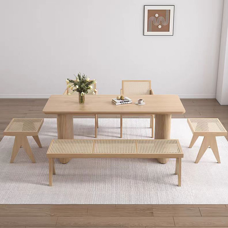 Simple solid wood table and chair combination, 29.52"H x 62.99"L x 31.49"W
