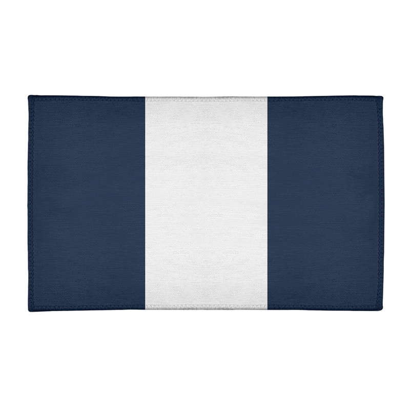 Tapis à rayures bleu/blanc minuit, Rectangle 3 pi x 5 pi