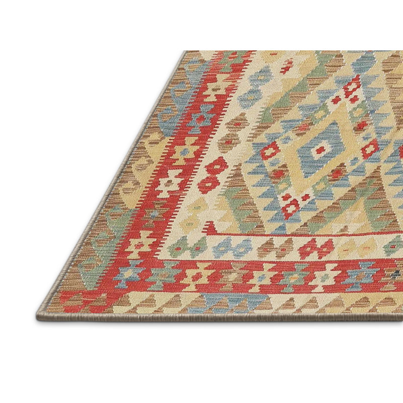 Tapis beige / vert mer Lepley, Rectangle 6 pi x 9 pi
