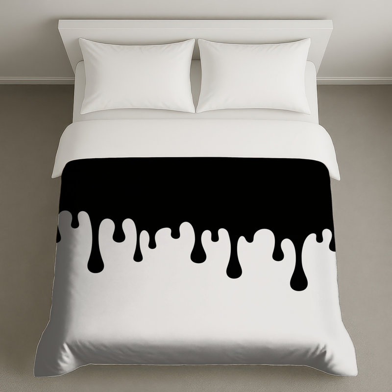 Housses de couette noires et blanches, Lit simple