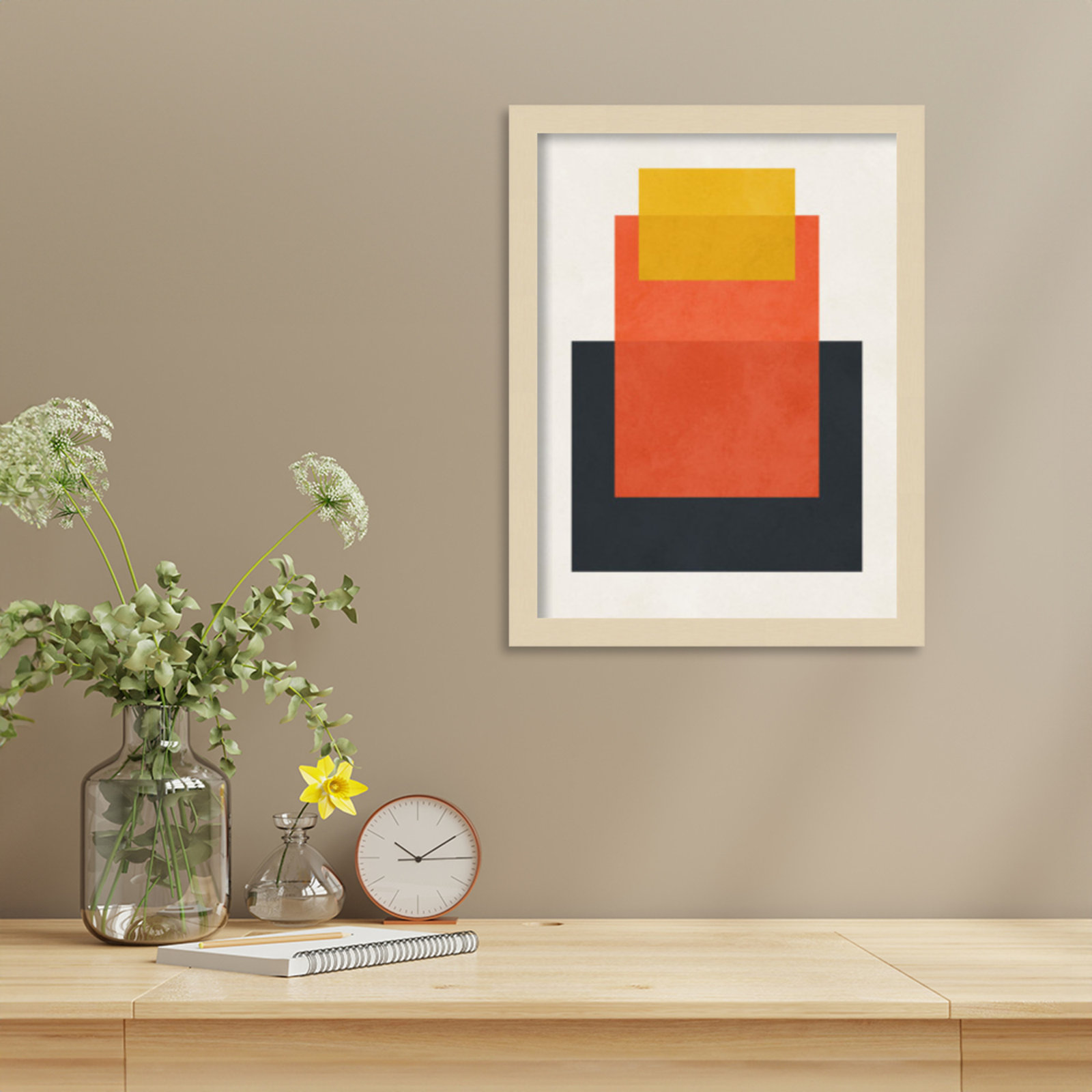 Overlapping Geometry 10 Print, 17" H x 13" W, Brown/Orange, Brown