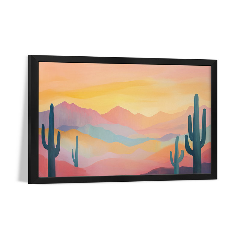 Cactus coucher de soleil - reproduction d'art murale - affiche de galerie, H 16 po x l 24 po
