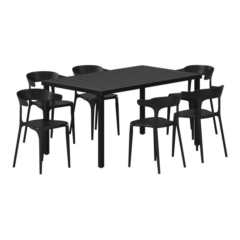 Ensemble de salle à manger rectangulaire pour 6 personnes, Noir