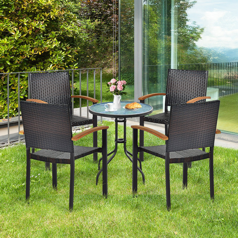 Chaise d'extérieur empilable en rotin Salas
