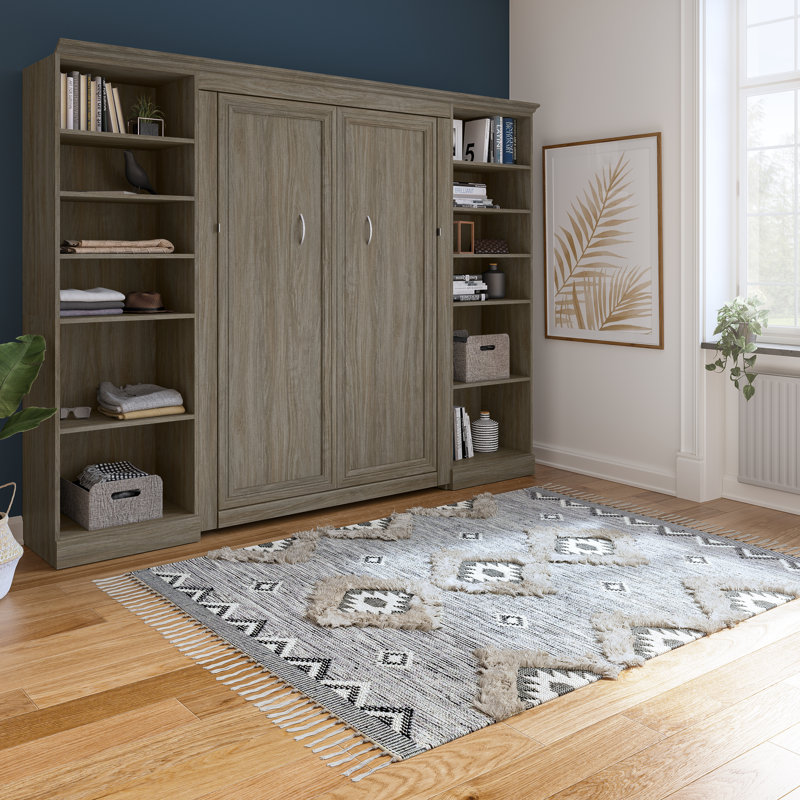 Lit escamotable avec rangement bas Alvaretta, Noyer gris