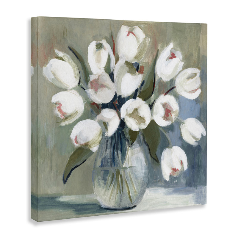 Art mural sur toile "White Tulip Vase" par Charity Henderson, H 24 po x l 24 po