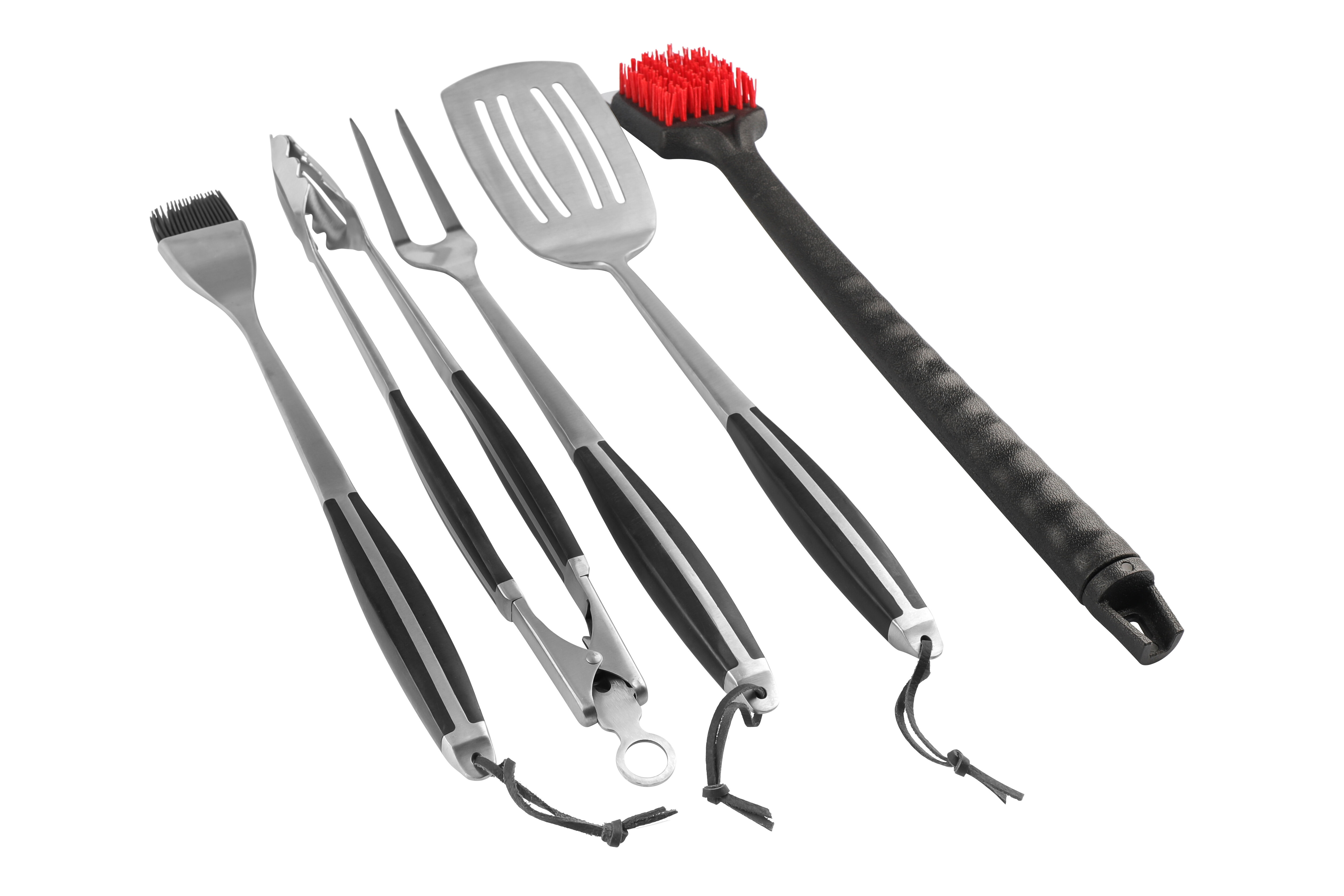  BBQ-AID 3 Piece Grill Set BBQ Accessories - Kitchen Tongs,  Metal Spatula & Fork Utensils - Heavy Duty Stainless Steel Barbecue Grill  Utensils for Outdoor Grill with Solid Sturdy Wood