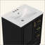 Meuble-lavabo moderne avec lavabo en céramique, porte à fermeture douce, 3 tiroirs, poignées dorées et support de porte pour un rangement peu encombrant