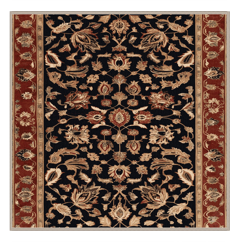 Machine Washable Persian Brown Area Rug, Square 7'