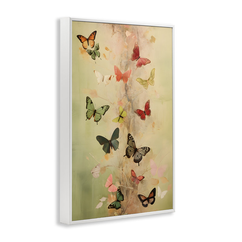Art de la giclée flottante «Butterfly Array» par Petal Prints Design, Estampe numérique encadrée blanc bord de mer